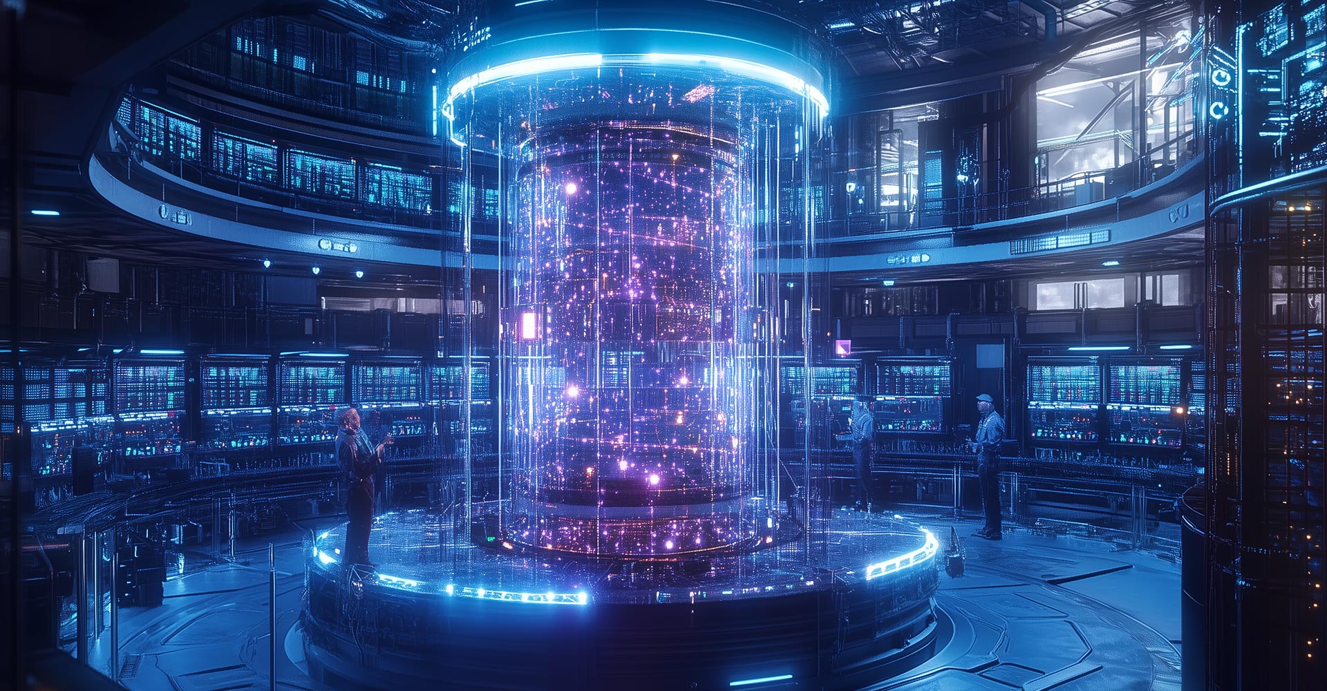 A futuristic quantum computing laboratory